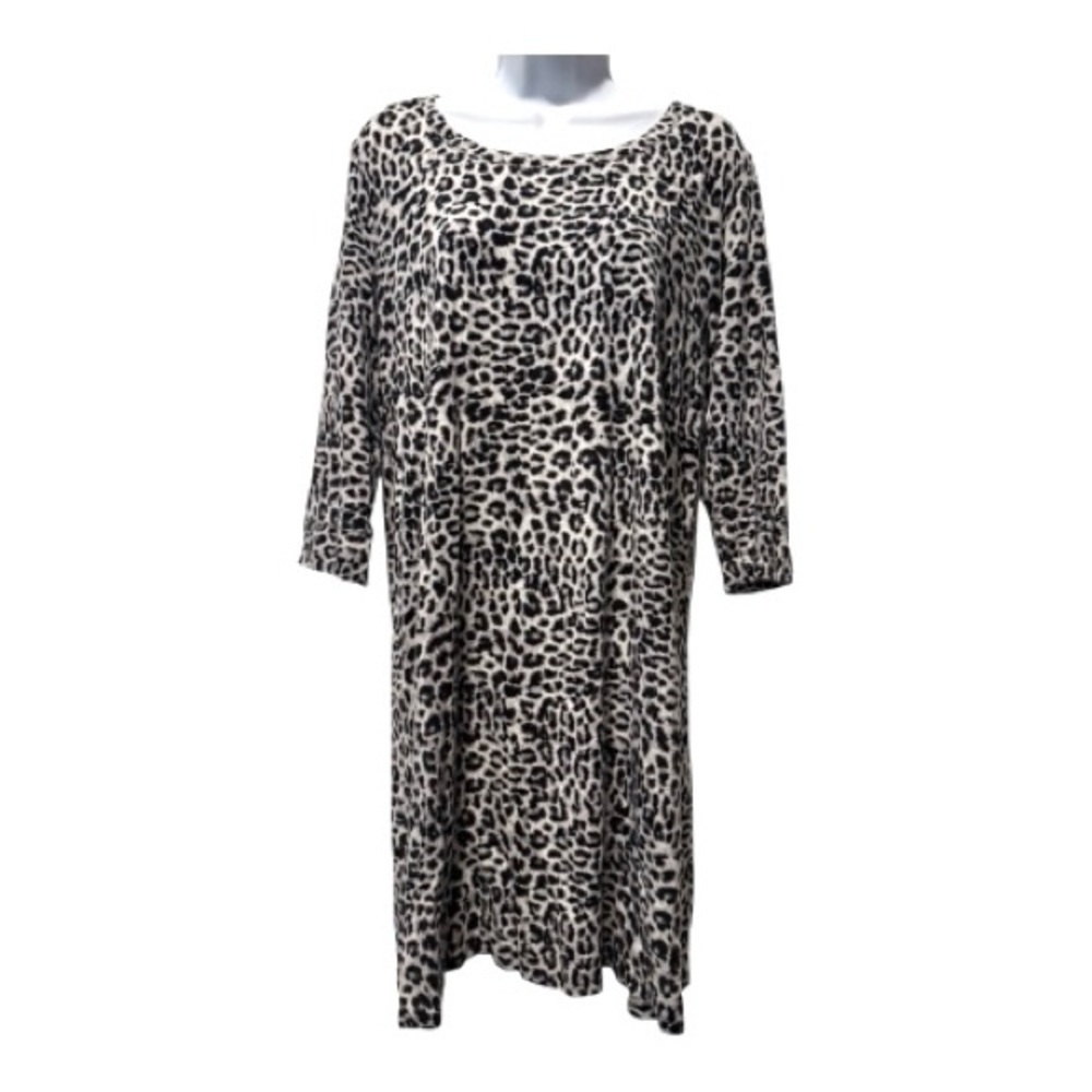 Soma Leopard Print Sleepshirt Nightgown Soft Lounge Dress Gray Black Size M